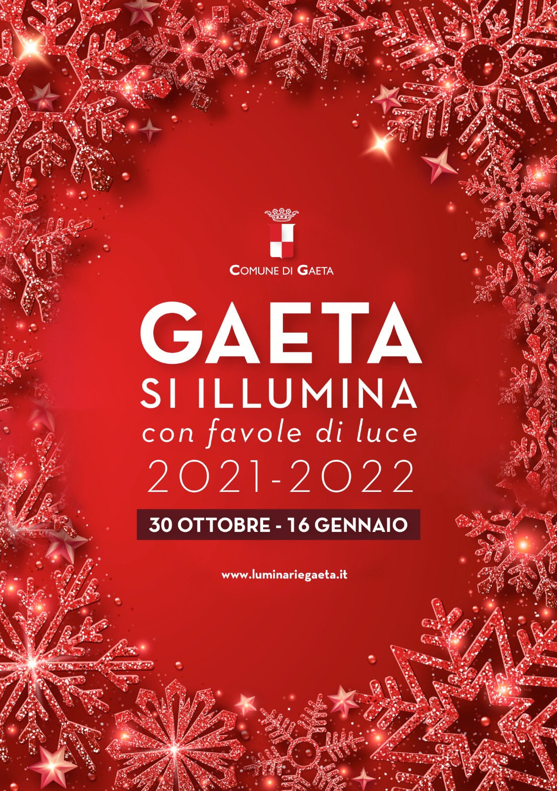 Il 30 ottobre saranno accese e così inaugurate le luminarie a Gaeta per l’anno 2021/2022. Il sindaco Cosmo Mitrano ha già annunciato che sarà un’edizione speciale, con nuove installazioni per un Natale scintillante. Venerdì 22 ottobre “Favole di luce” sarà ufficialmente presentato alla stampa nell’aula consiliare.